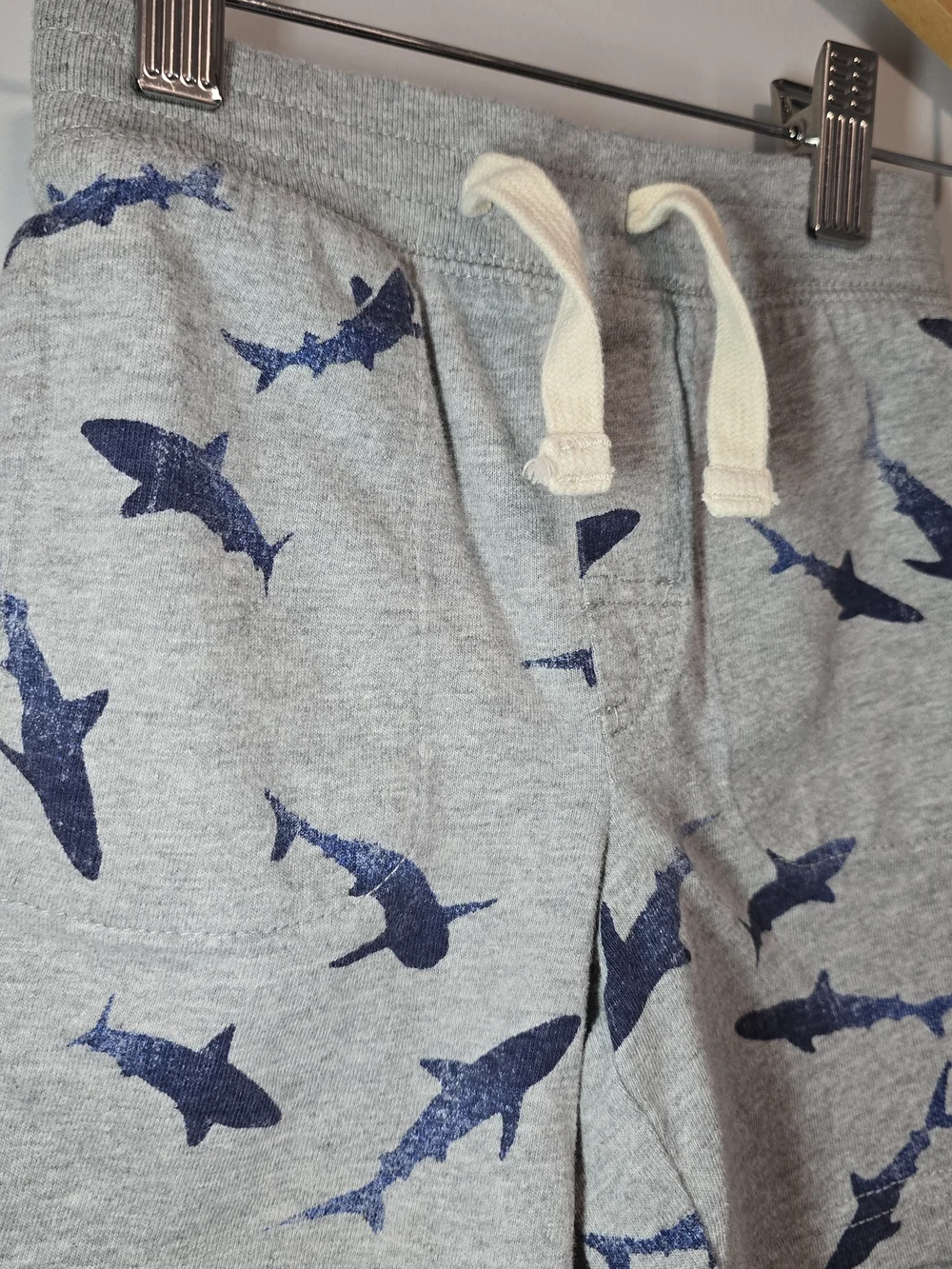 GAP Gray Cotton Shorts with Navy Shark Print. Super Soft Heavy Cotton.
